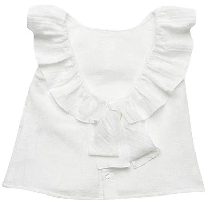 Girls White Scoop Back Blouse