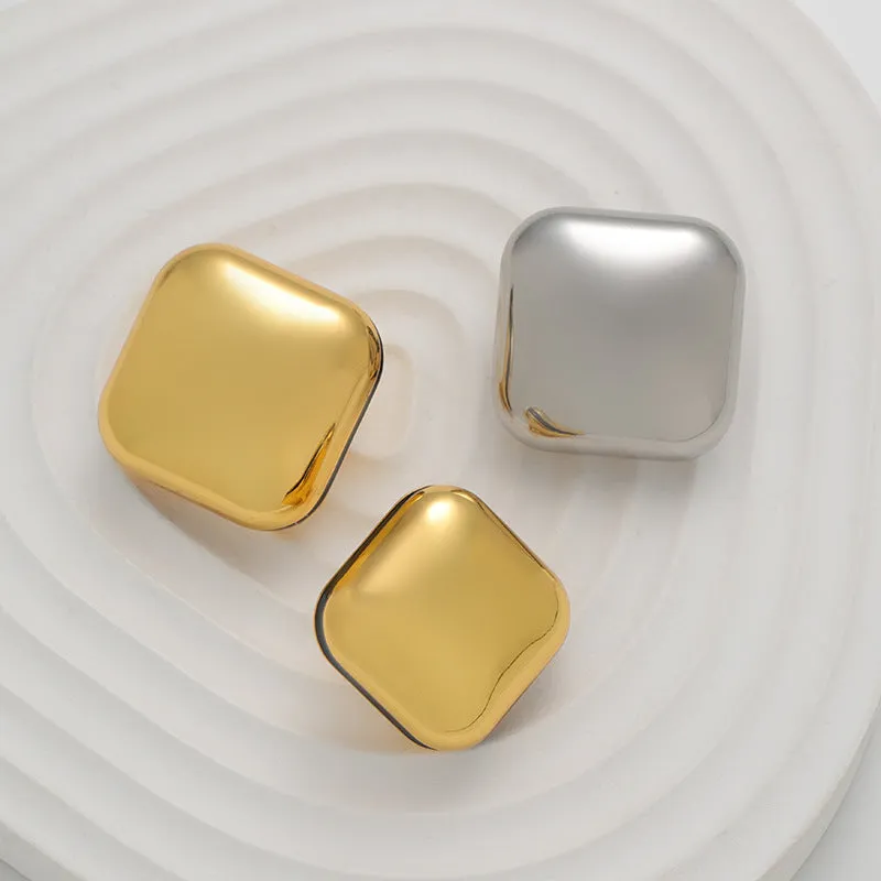 Glossy Hollow Dotted Lacquered 3D Square Metal Button 5pcs