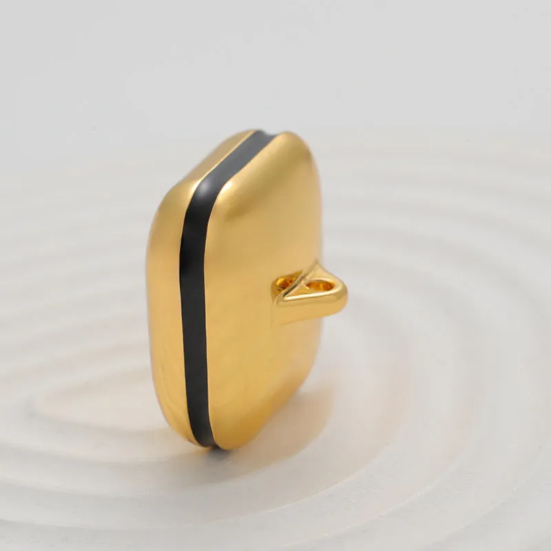 Glossy Hollow Dotted Lacquered 3D Square Metal Button 5pcs
