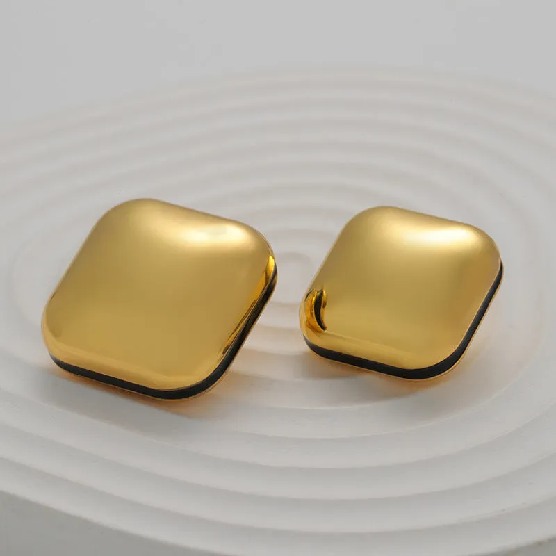Glossy Hollow Dotted Lacquered 3D Square Metal Button 5pcs