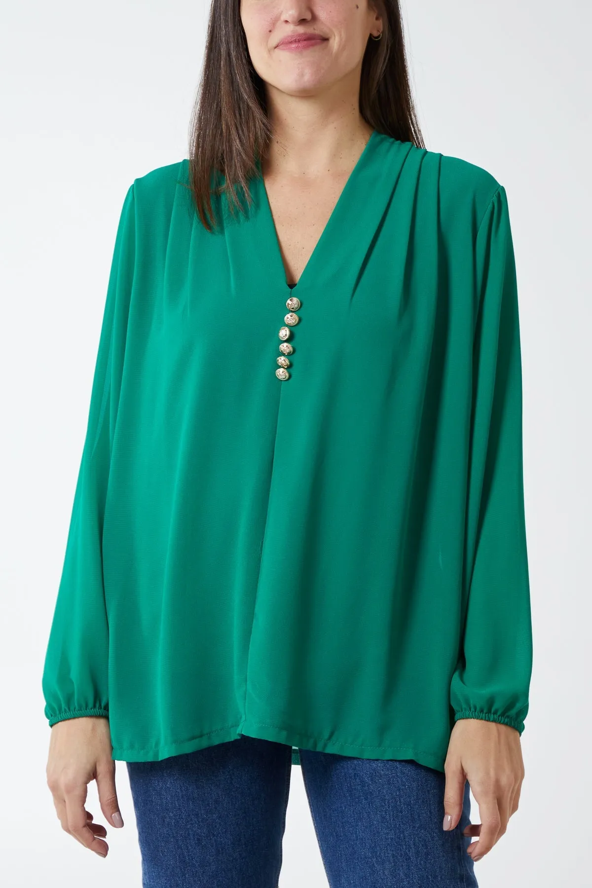 Gold Button Detail Blouse