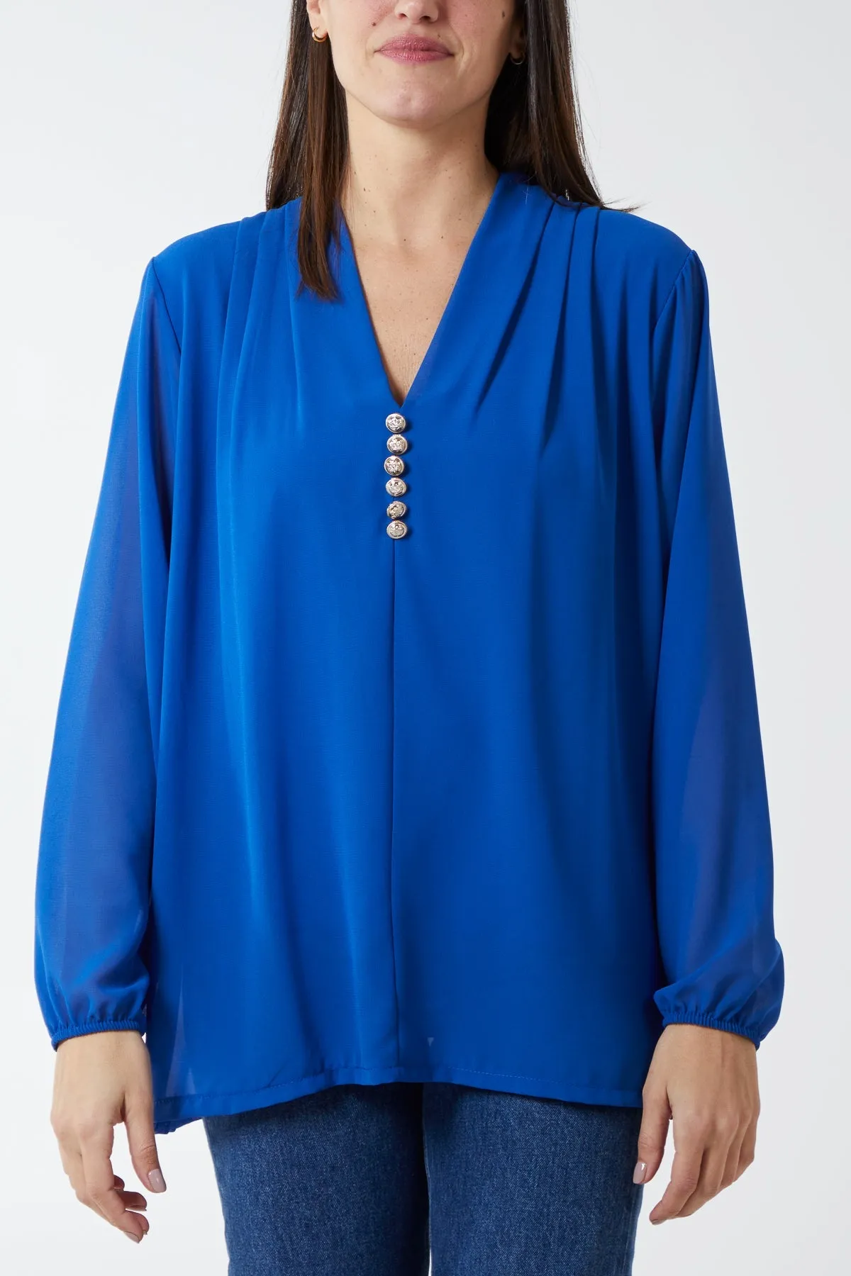 Gold Button Detail Blouse