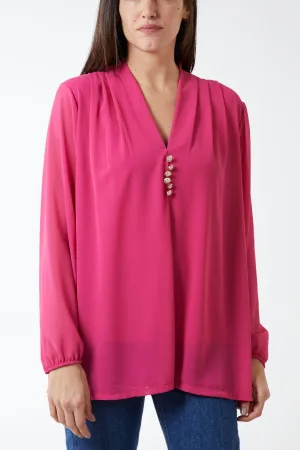 Gold Button Detail Blouse