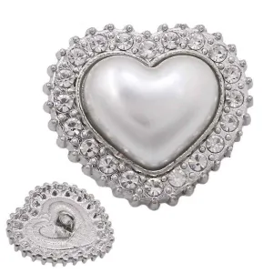 Gold Silver Heart-Shaped Pearl Rhinestone Metal Shank Buttons 20pcs