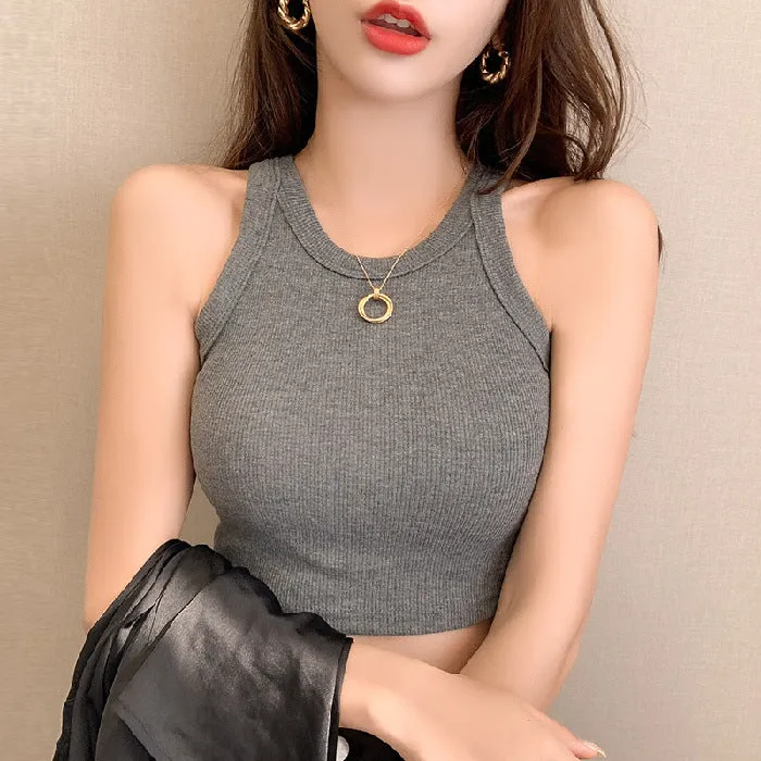 Grey Basic Cropped Tank Top