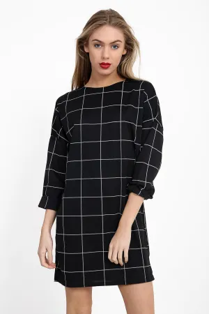 Grid Check Shift Dress
