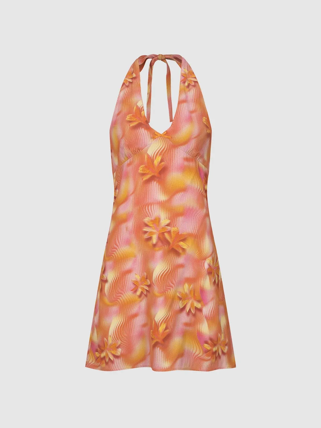 Halter Neck Floral A-Line Dresses