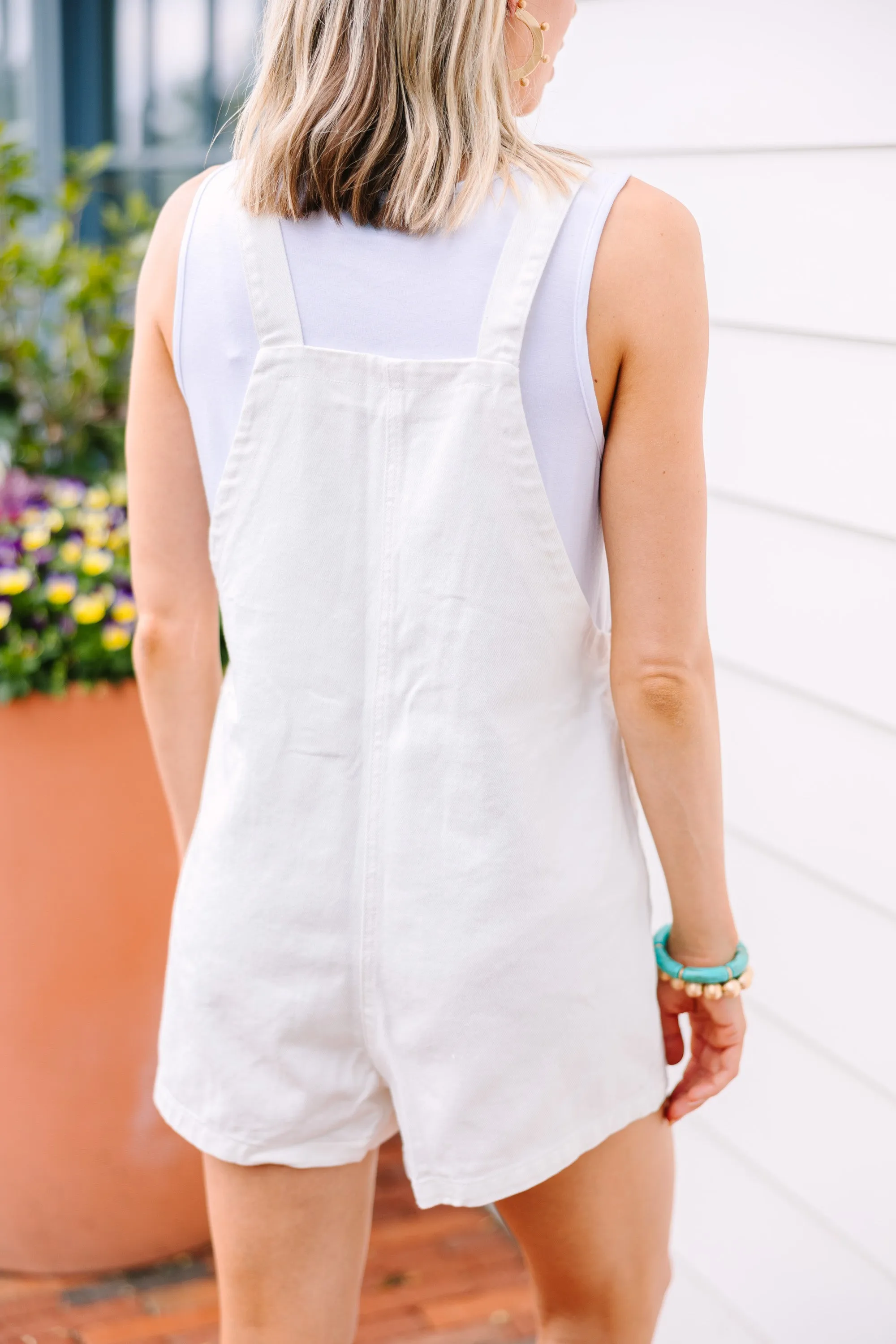 Hear Me Out White Denim Overalls