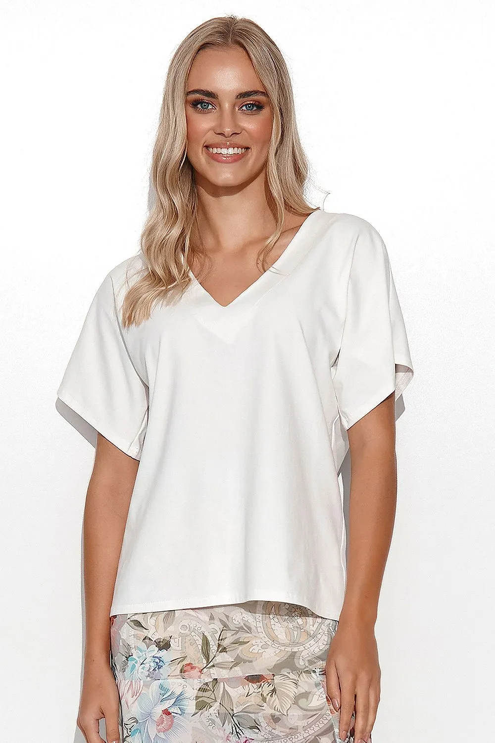 Heart Neck Loose-Fit Blouse