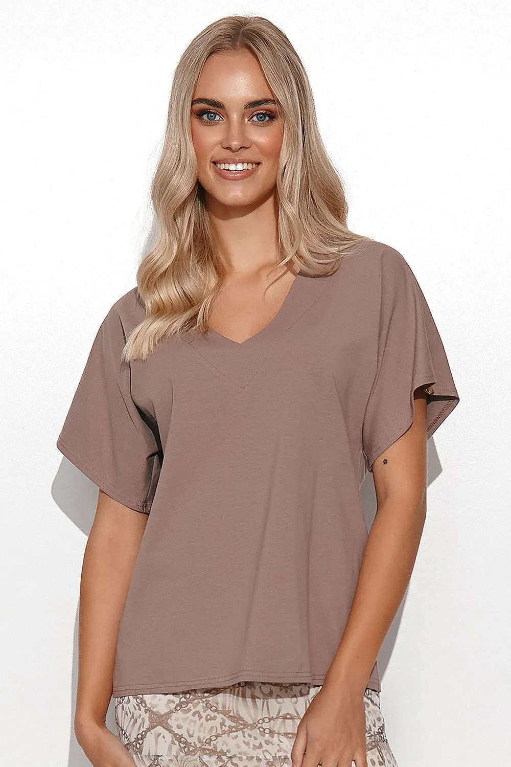Heart Neck Loose-Fit Blouse