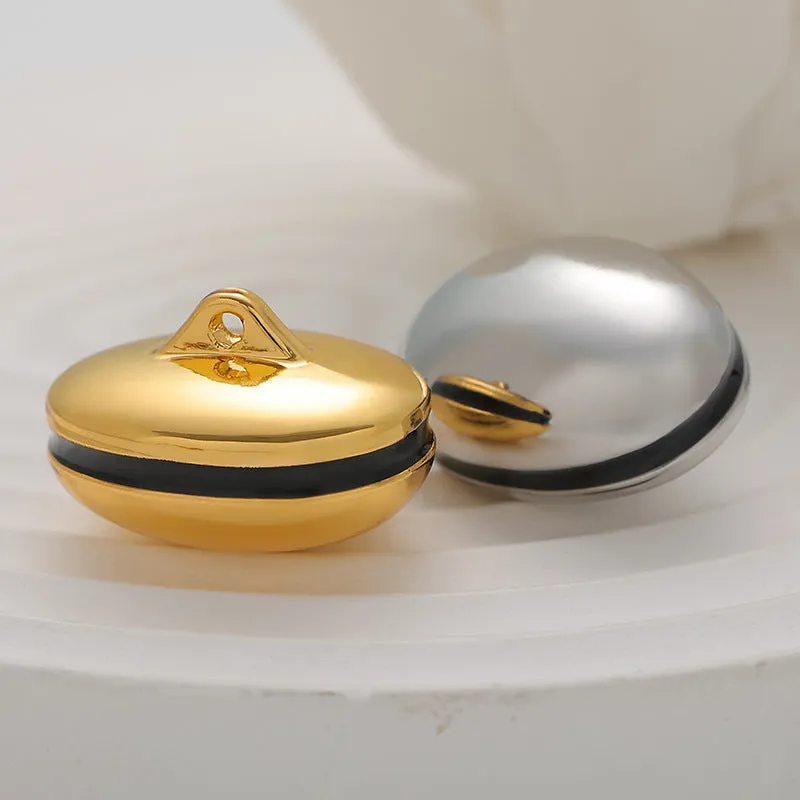 Hollow 3D Oval Egg-Shaped Metal Button 5pcs