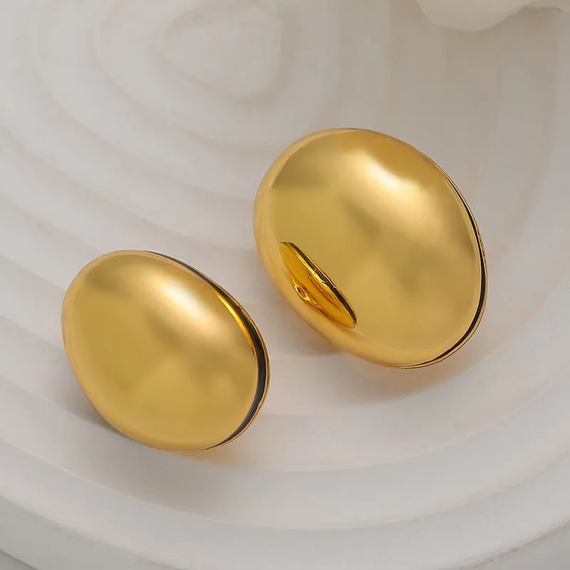 Hollow 3D Oval Egg-Shaped Metal Button 5pcs