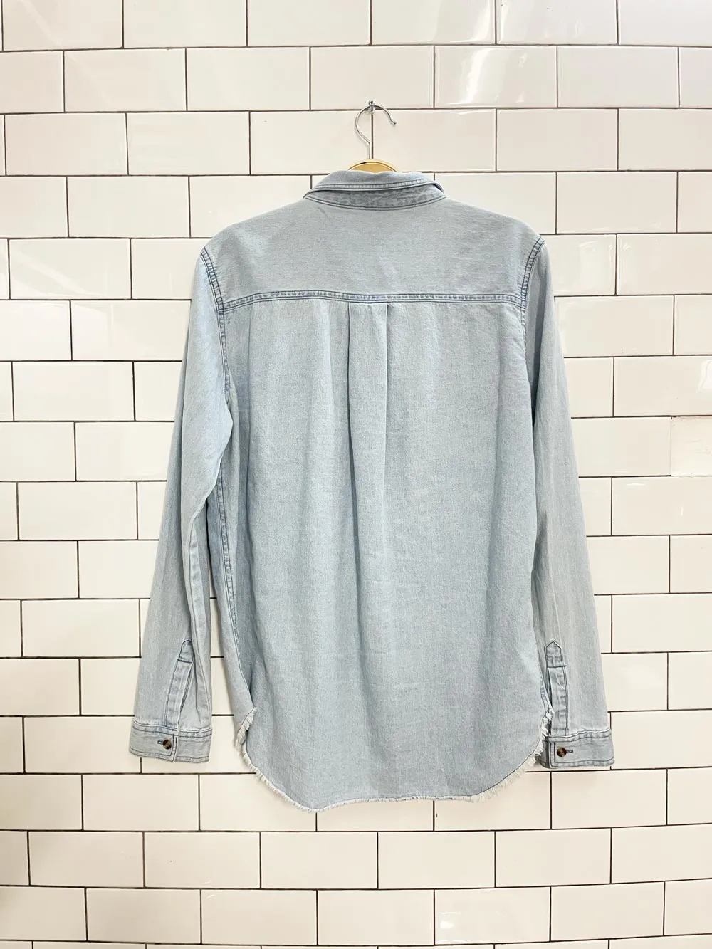 honey punch distressed denim shirt