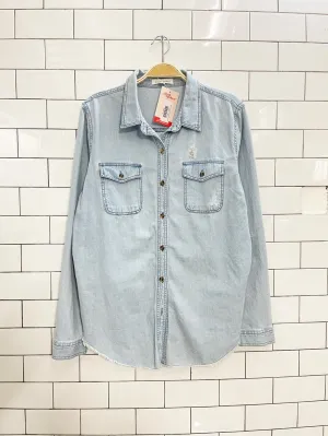 honey punch distressed denim shirt