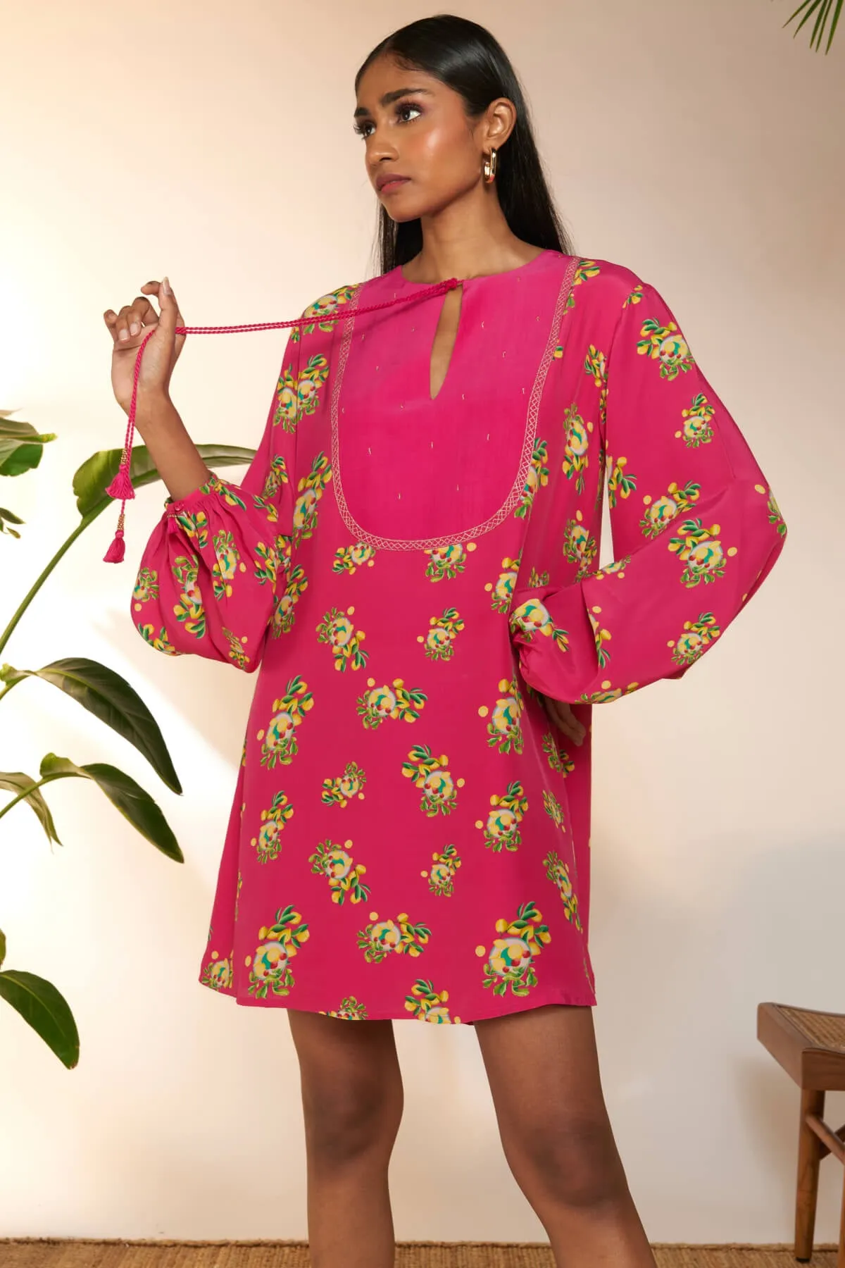 Hot pink lemon frenzy mini dress