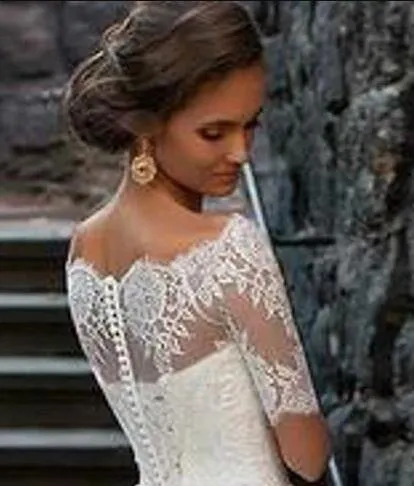 Illusion Off-the-shoulder Princess Wedding Dress with Sleeves