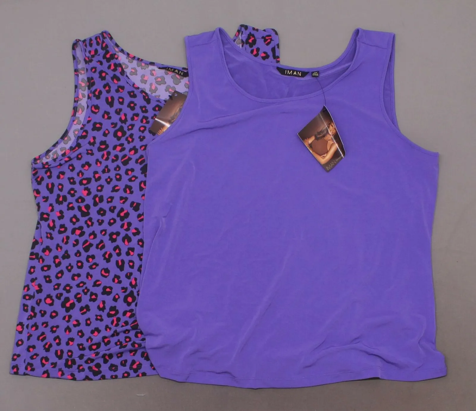 IMAN Women's Plus Size 2 Pack Global Chic Luxury Resort Tank Tops