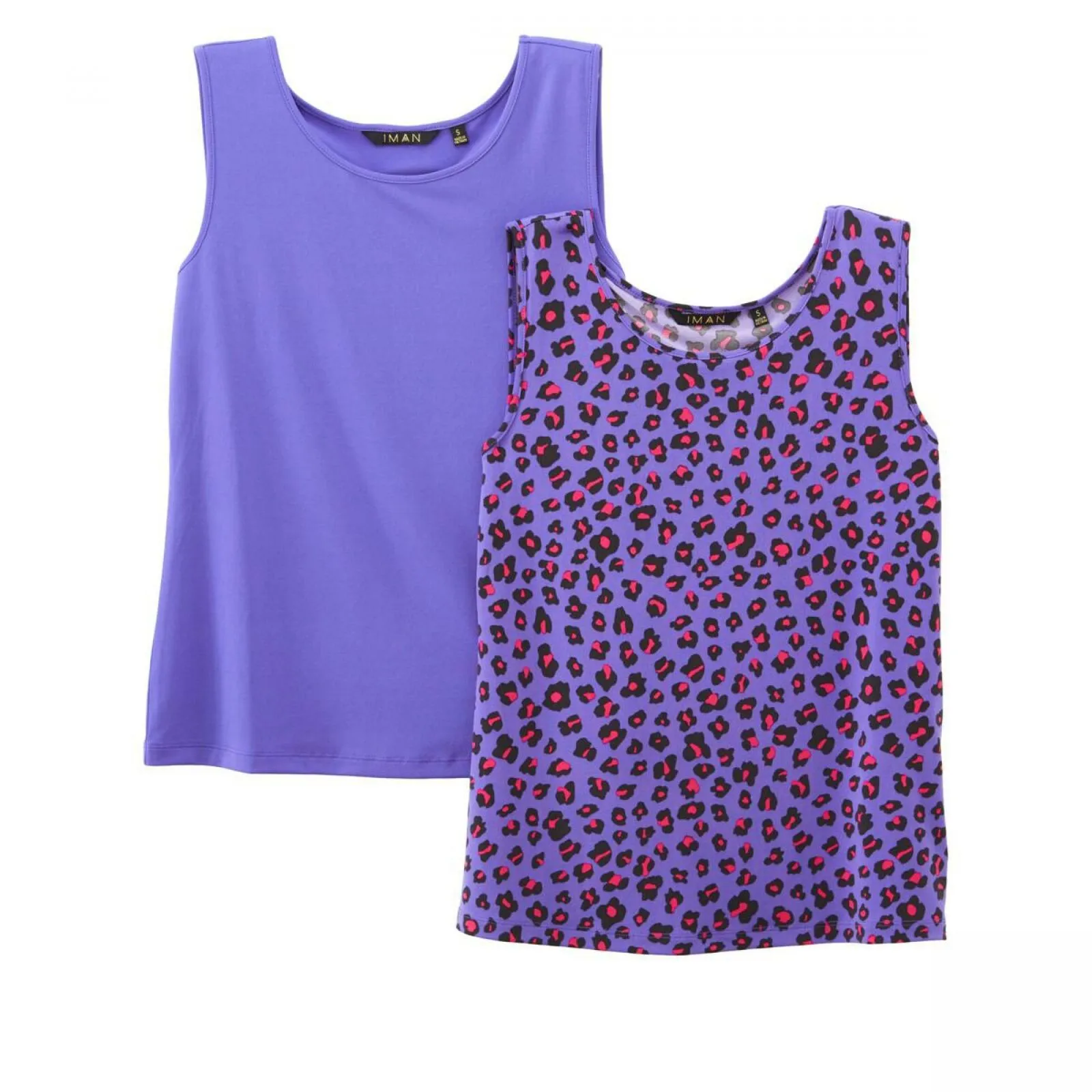IMAN Women's Plus Size 2 Pack Global Chic Luxury Resort Tank Tops