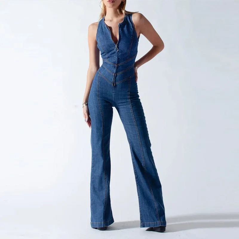 JLucie Backless Heart Denim Jumpsuit