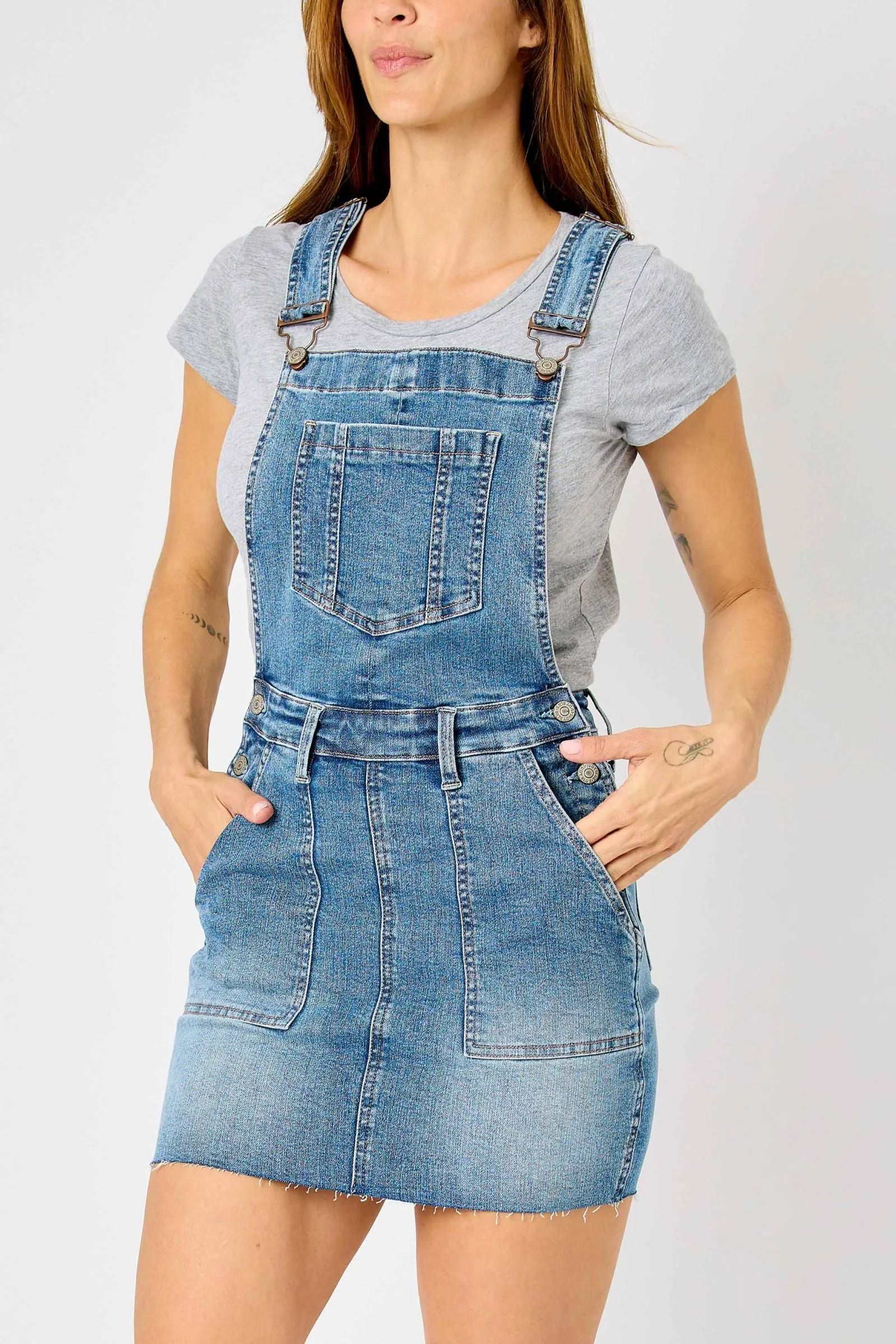 Judy Blue High Rise Raw Hem Skirt Overalls