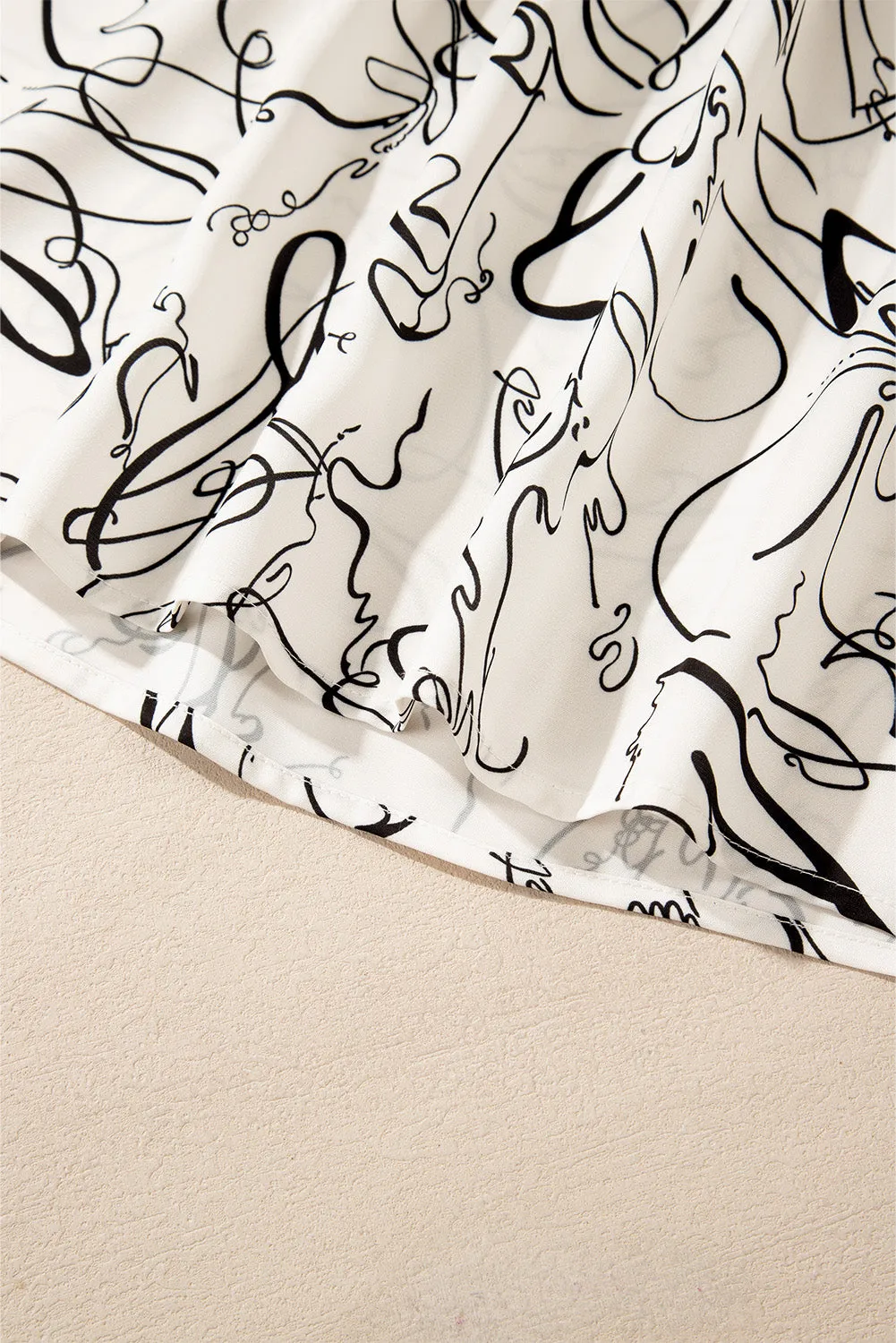 KaleaBoutique Abstract Print Balloon Sleeve Crew Neck Blouse