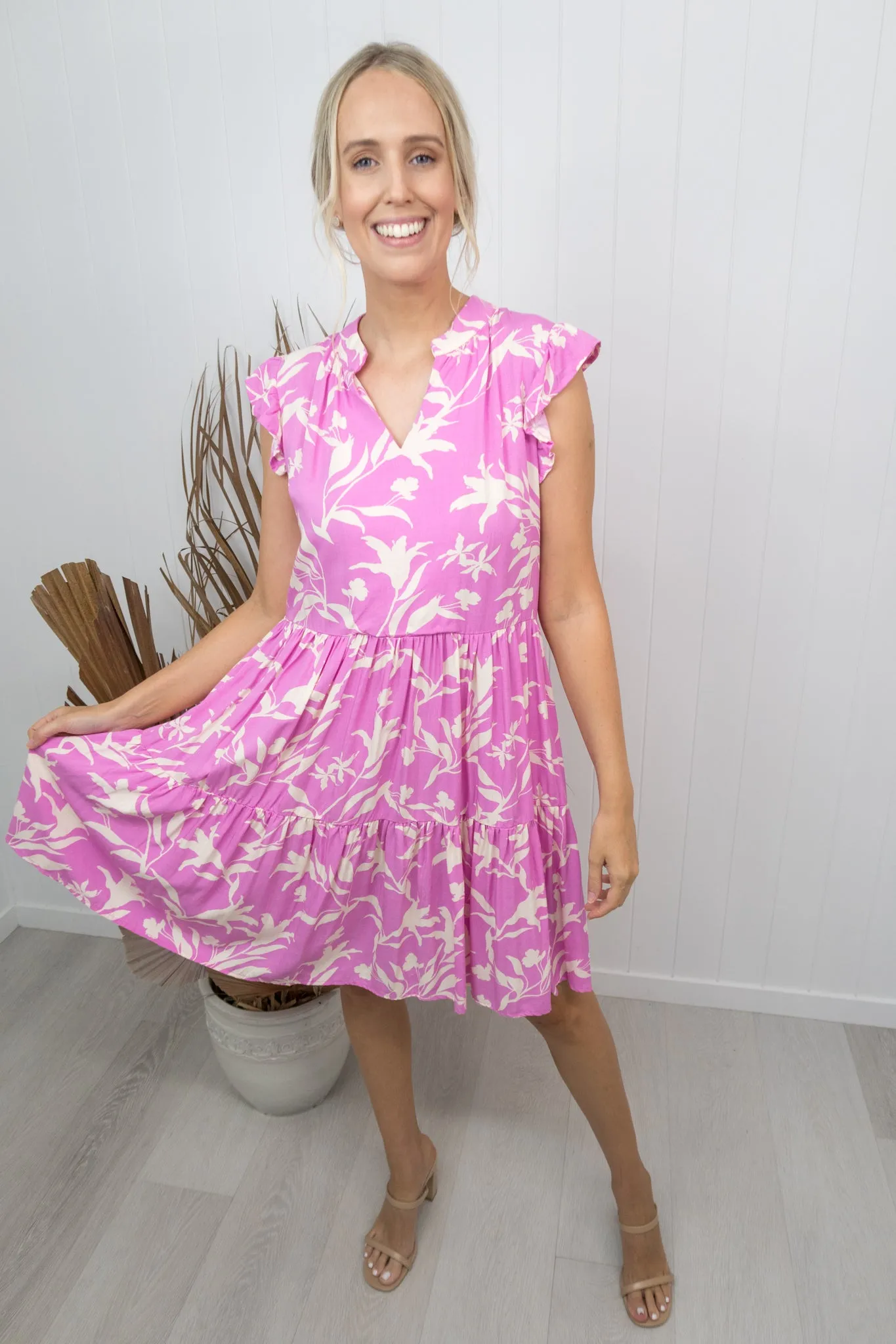 Karlee Dress- Pink/white