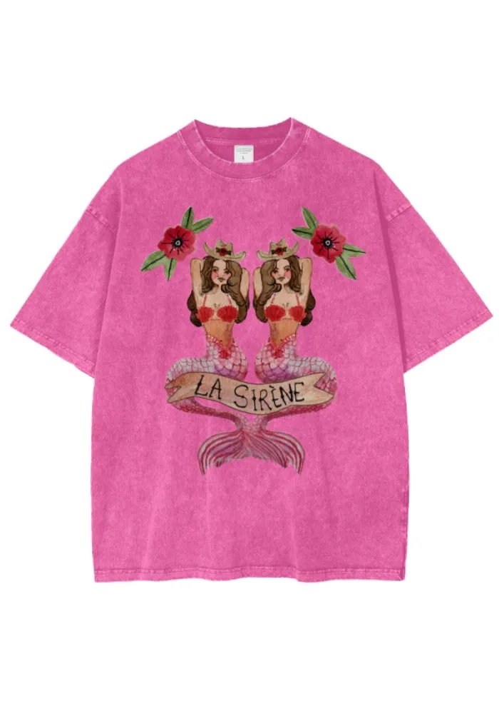 La sirene Oversize Tee - Rose Red