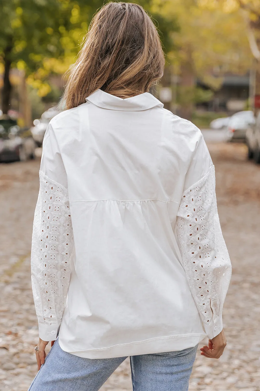 Lace Patch Chest Button-Up Shirt