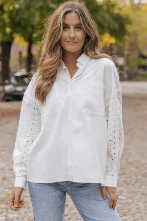 Lace Patch Chest Button-Up Shirt