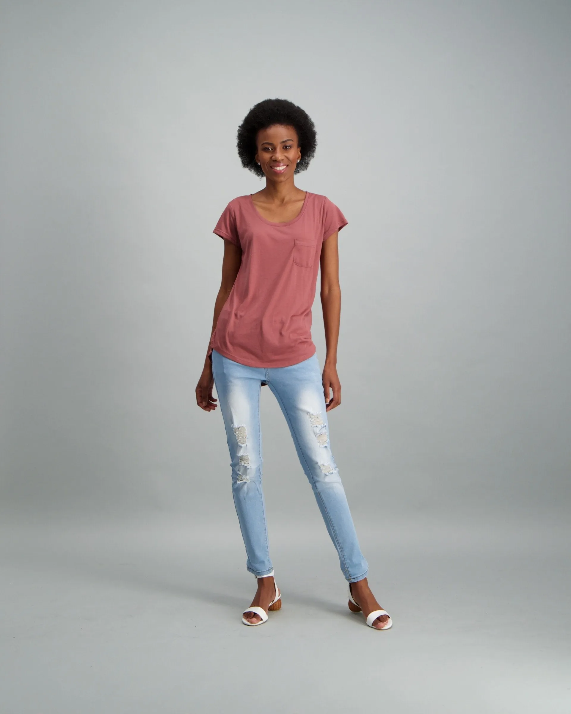 Ladies-Core Pocket T-Shirt - Mauve