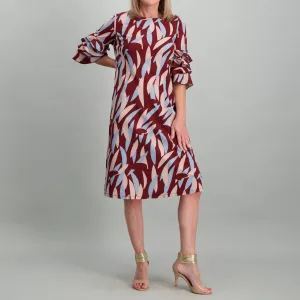 Ladies Knit Geo Print Shift Dress - Multi