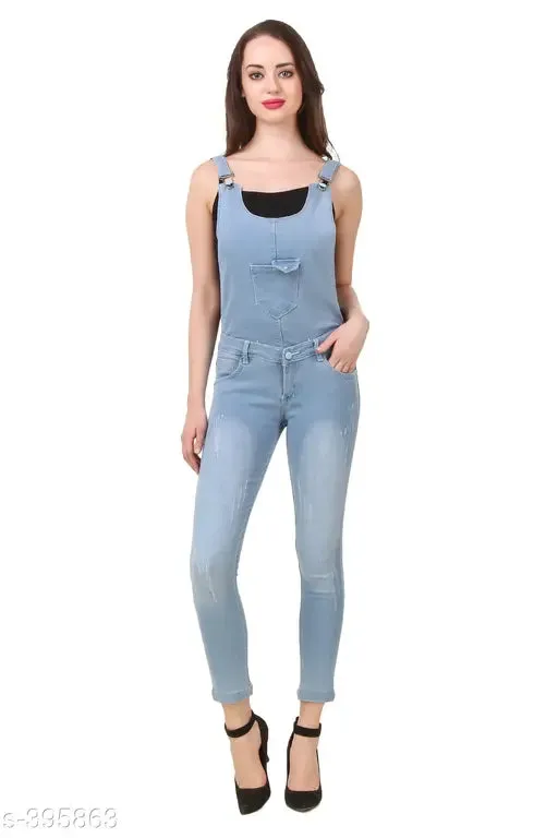Ladies Solid Dungaree Jumpsuits