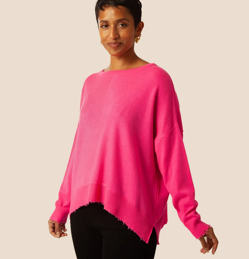 Lawson Distressed Hem Sweater - Pink Crush