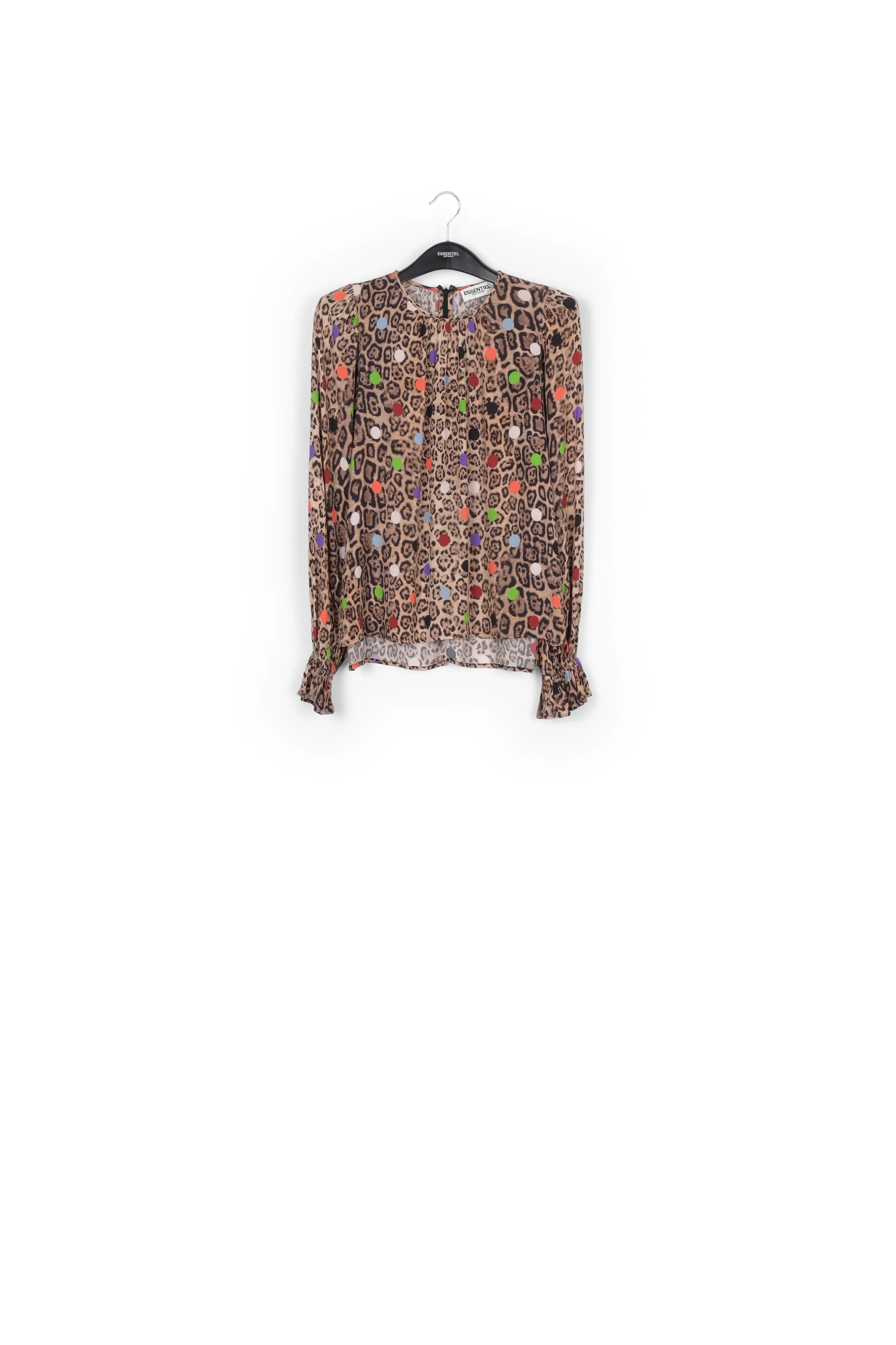 Leopard print and dots loose-fit top