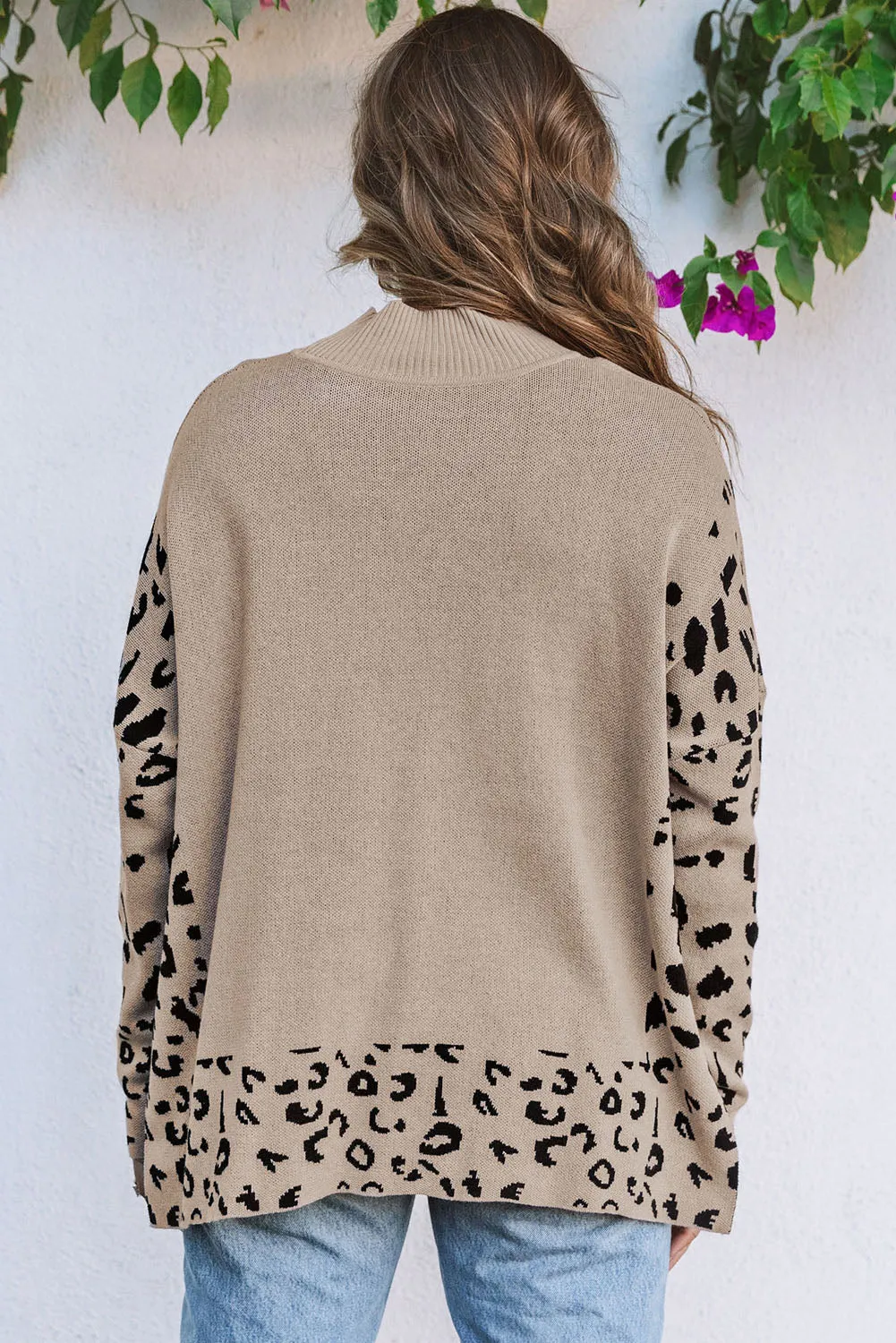 Leopard Side Slit Oversized Sweater