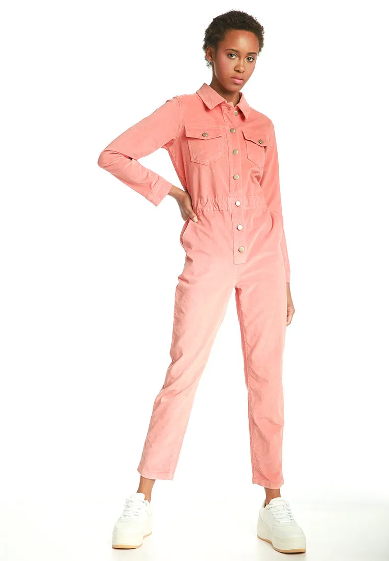 lightweight utility button jumpsuit