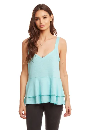 Linen Jersey Tiered Peplum Cami
