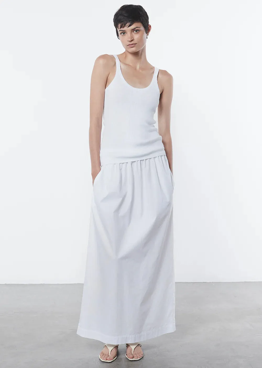 Linen Knit Strappy Tank - White