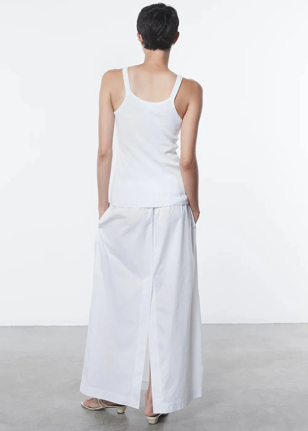 Linen Knit Strappy Tank - White