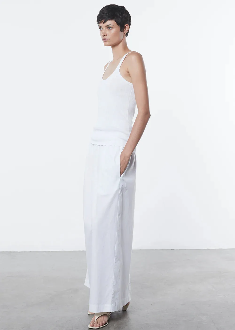 Linen Knit Strappy Tank - White