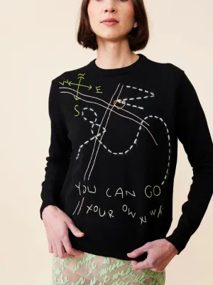 Lingua Franca Cotton/Silk Crewneck "Go Your Own Way"