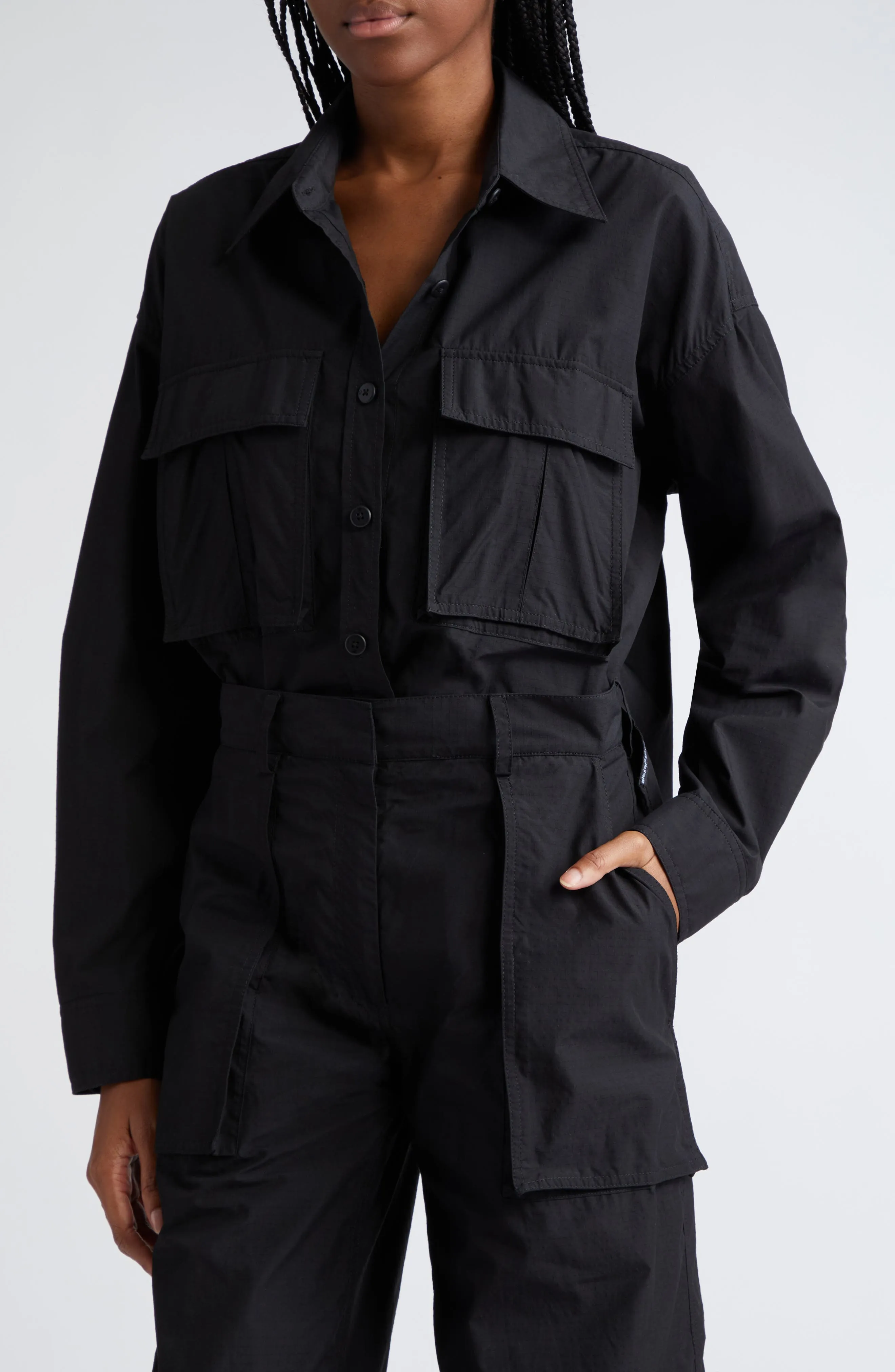 Long Sleeve Cargo Jumpsuit