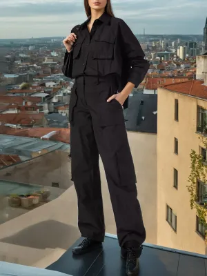 Long Sleeve Cargo Jumpsuit