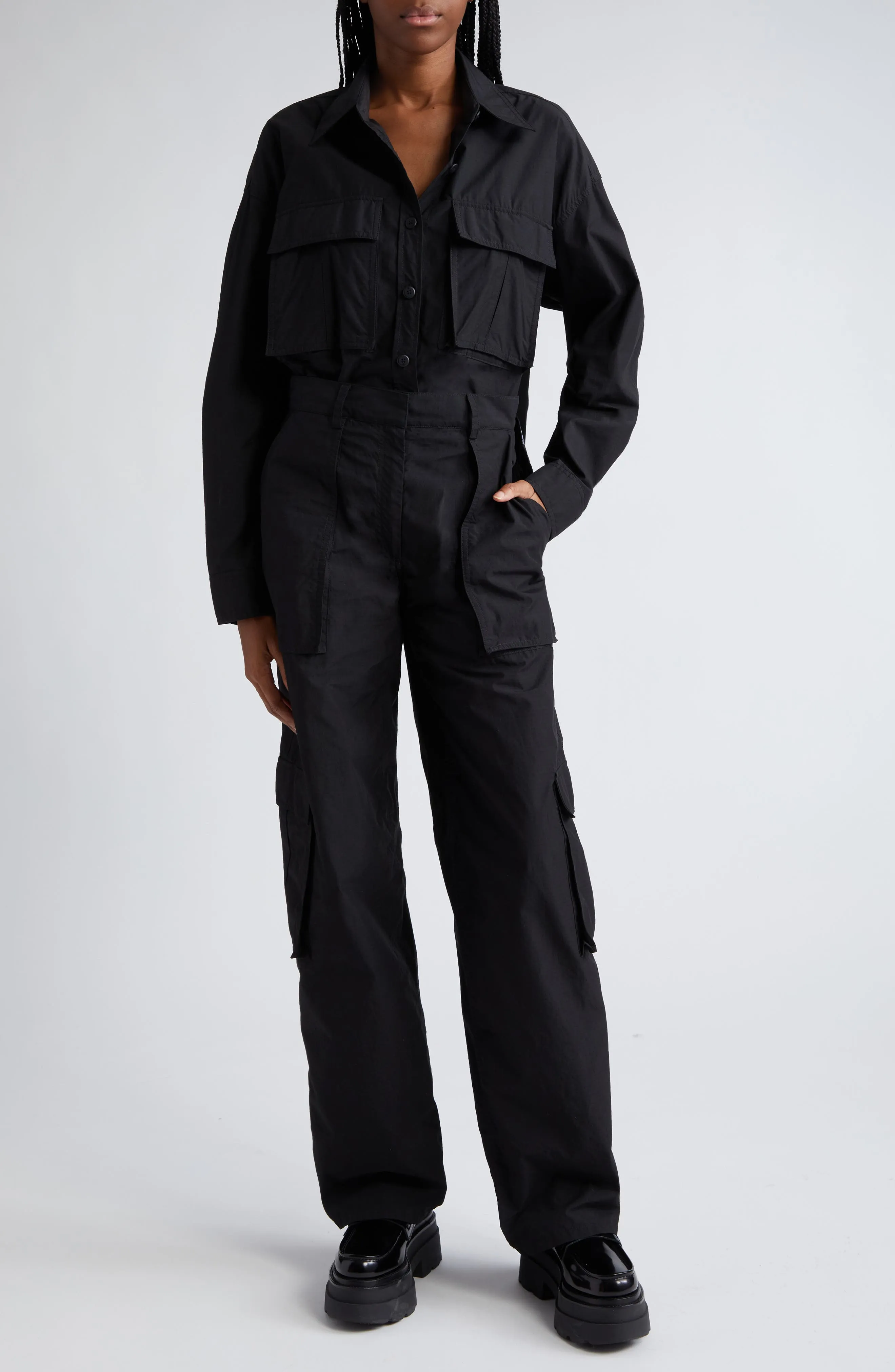 Long Sleeve Cargo Jumpsuit