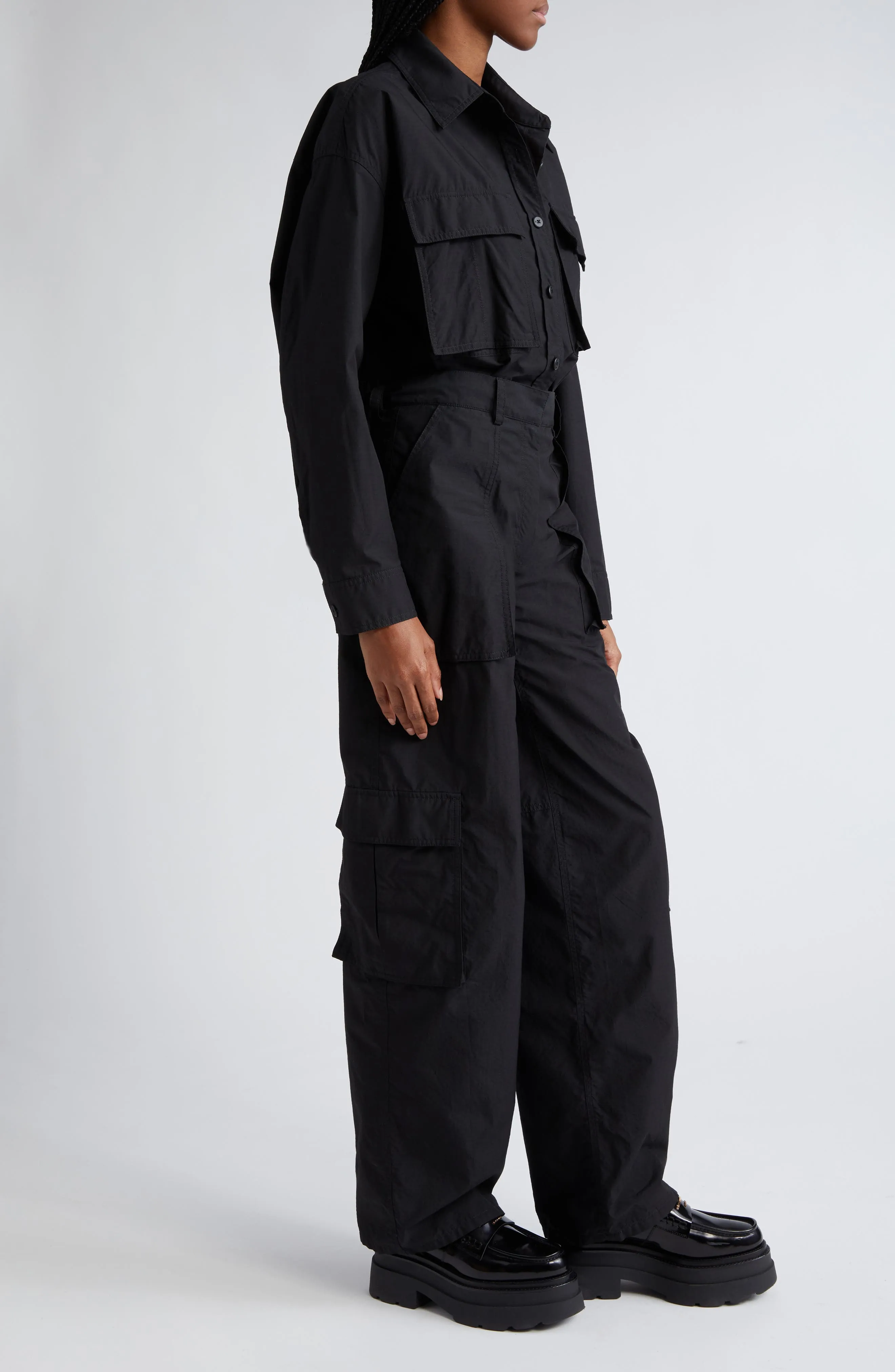 Long Sleeve Cargo Jumpsuit