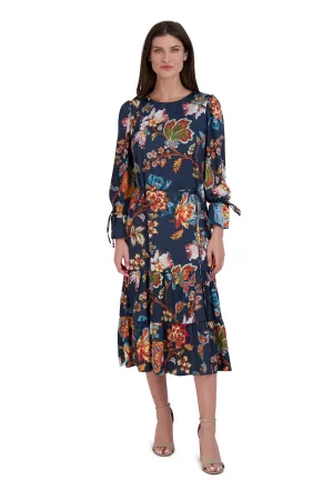 Long Sleeve Waist Tie Dress