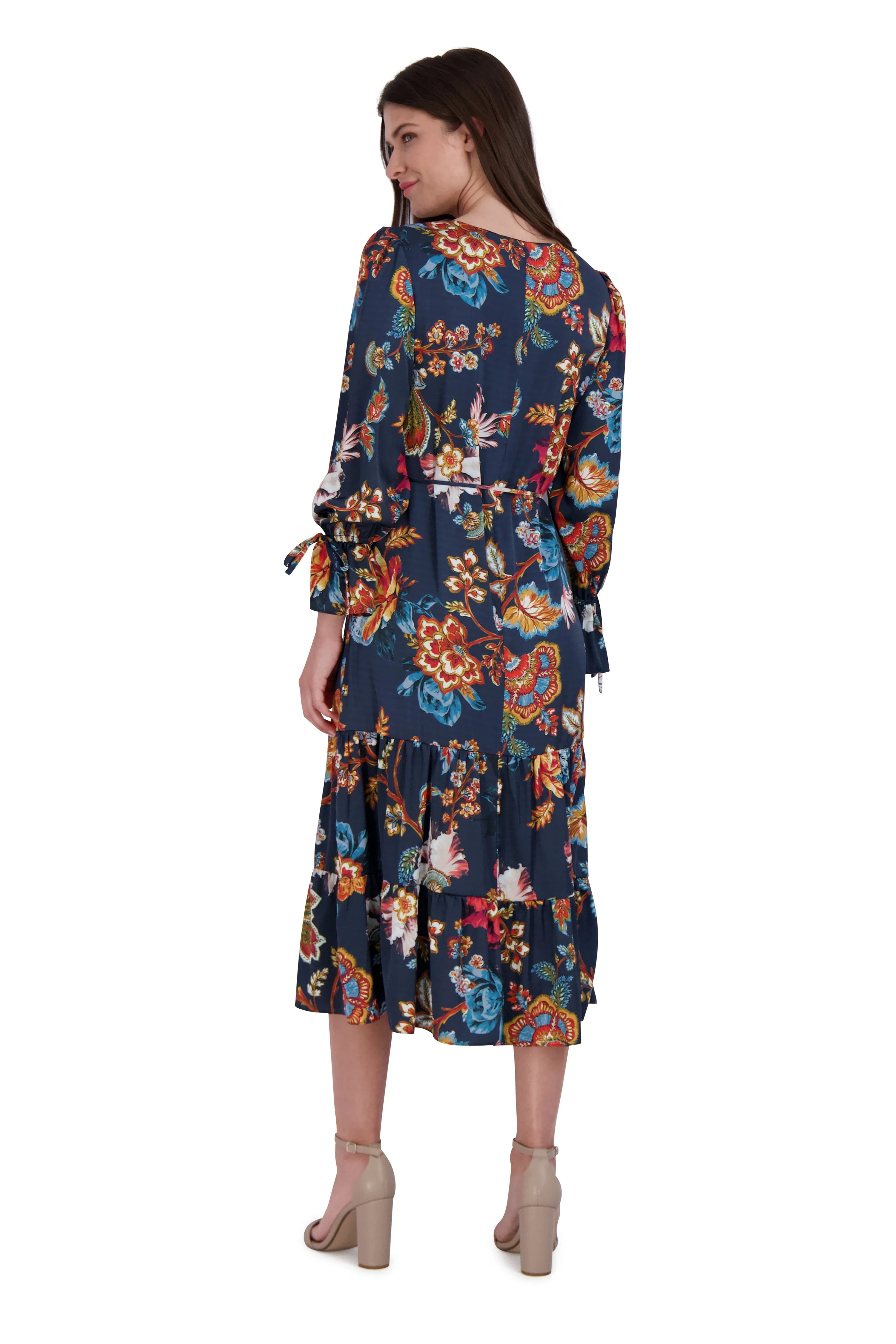 Long Sleeve Waist Tie Dress