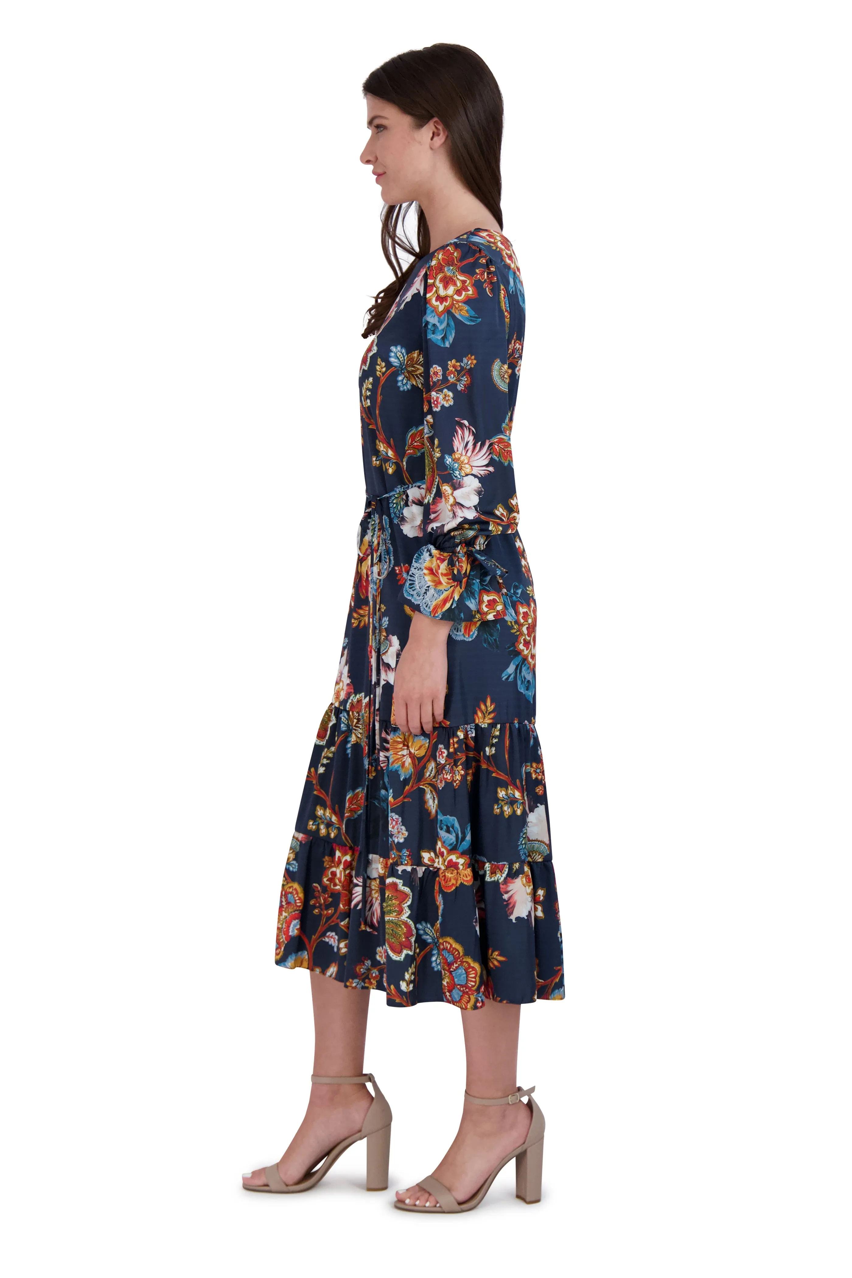 Long Sleeve Waist Tie Dress