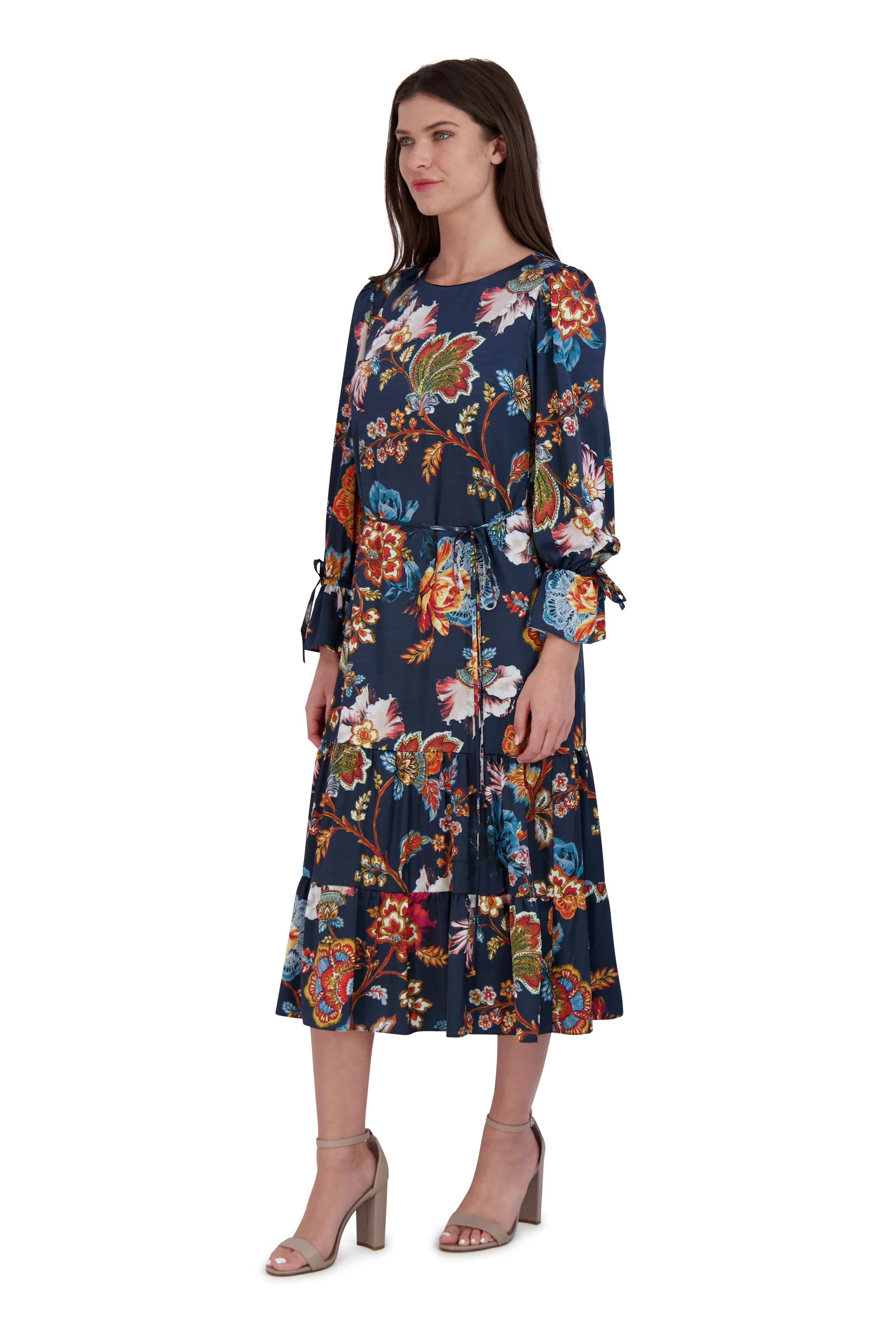 Long Sleeve Waist Tie Dress
