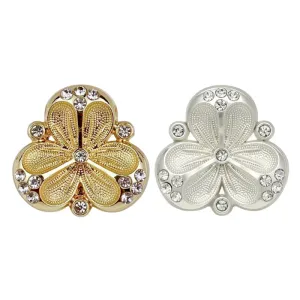 Luxury Diamond Three-Petal Flower Metal Shank Buttons 10pcs